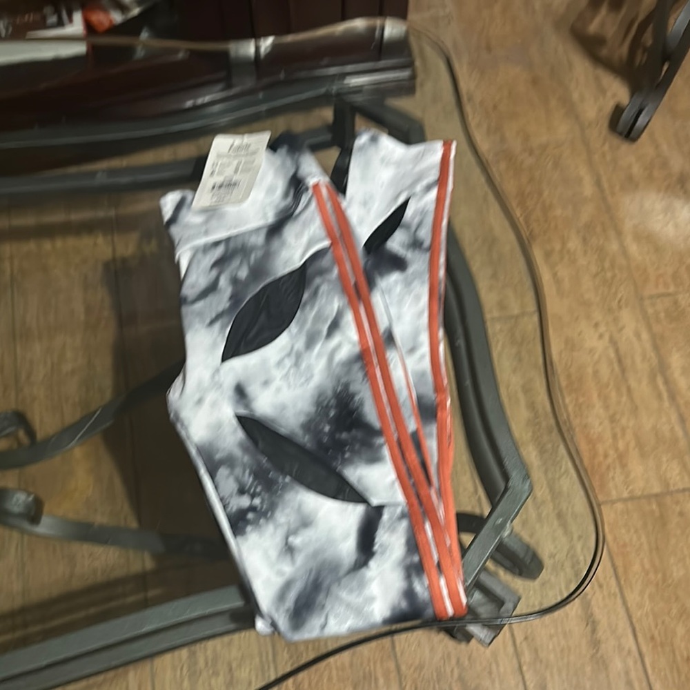 Stylish Black and Gray Leggings with Orange Accents